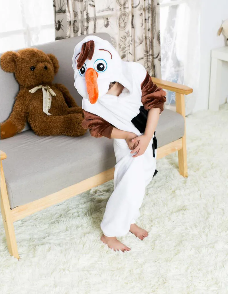 Пижама кигуруми детская фланелевая мягкий теплый комбинезон со снеговиком для