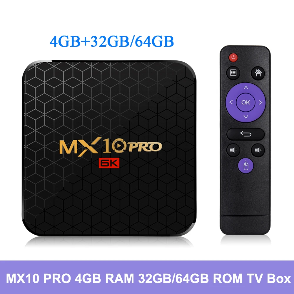 MX10 PRO Android TV Box 4 Гб + 32 ГБ/64 Смарт 9 0 телеприставка 2 4G WiFi Allwinner H6 UHD 4K USB3.0 H.265 VP9