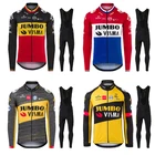 Комплект велосипедной одежды JUMBO VISMA, Джерси с длинным рукавом и флисовой подкладкой, униформа для горных велосипедов, весна
