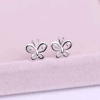 

925 Silver Butterfly Earrings New Simple Animal Butterfly Earrings Earrings FSE009OHPL