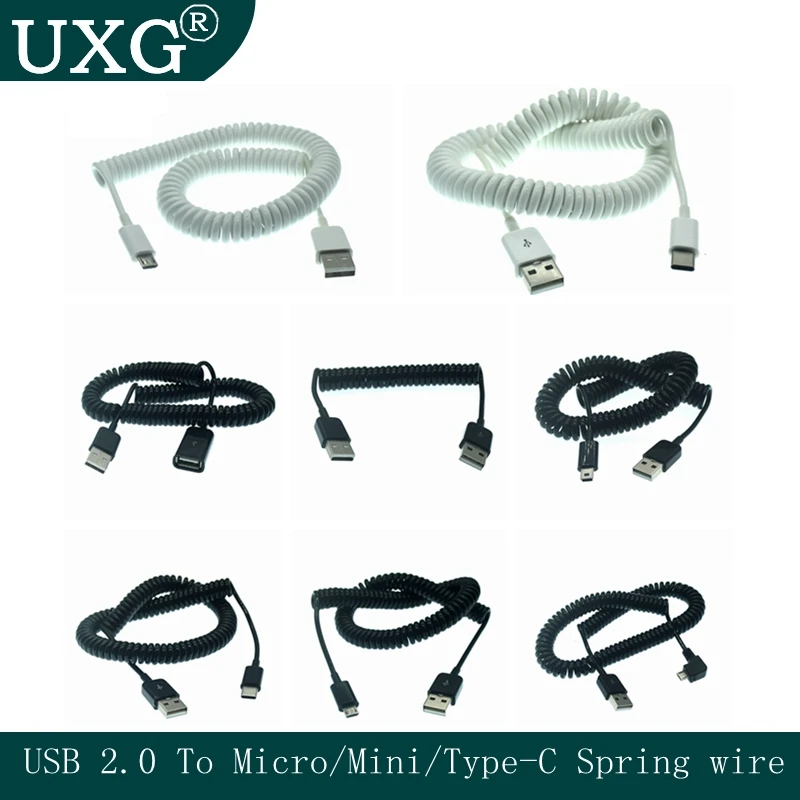 

Спиральный адаптер для зарядки и передачи данных с USB 2,0 на Mini USB