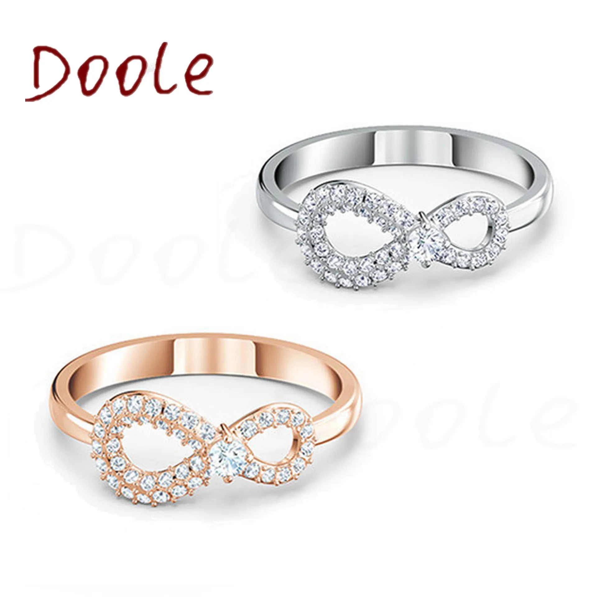 

High Quality New Eternal Fashion Jewelry Glamour Love Romance Number 8 Lucky Geometric Women Ring Love Crystal Ring