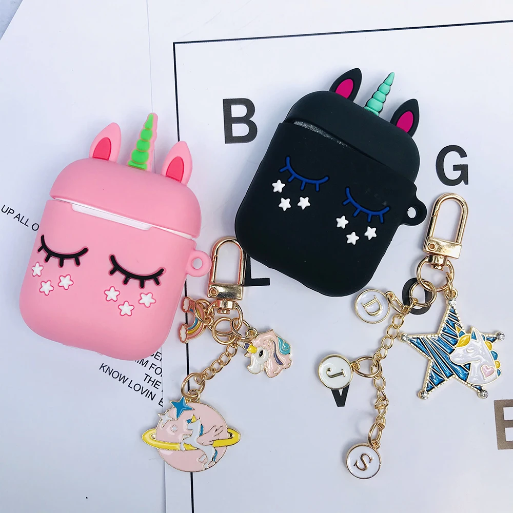 Чехол для AirPods 2 airpods милый с брелоком Единорог мини конфеты фрукты аксессуары