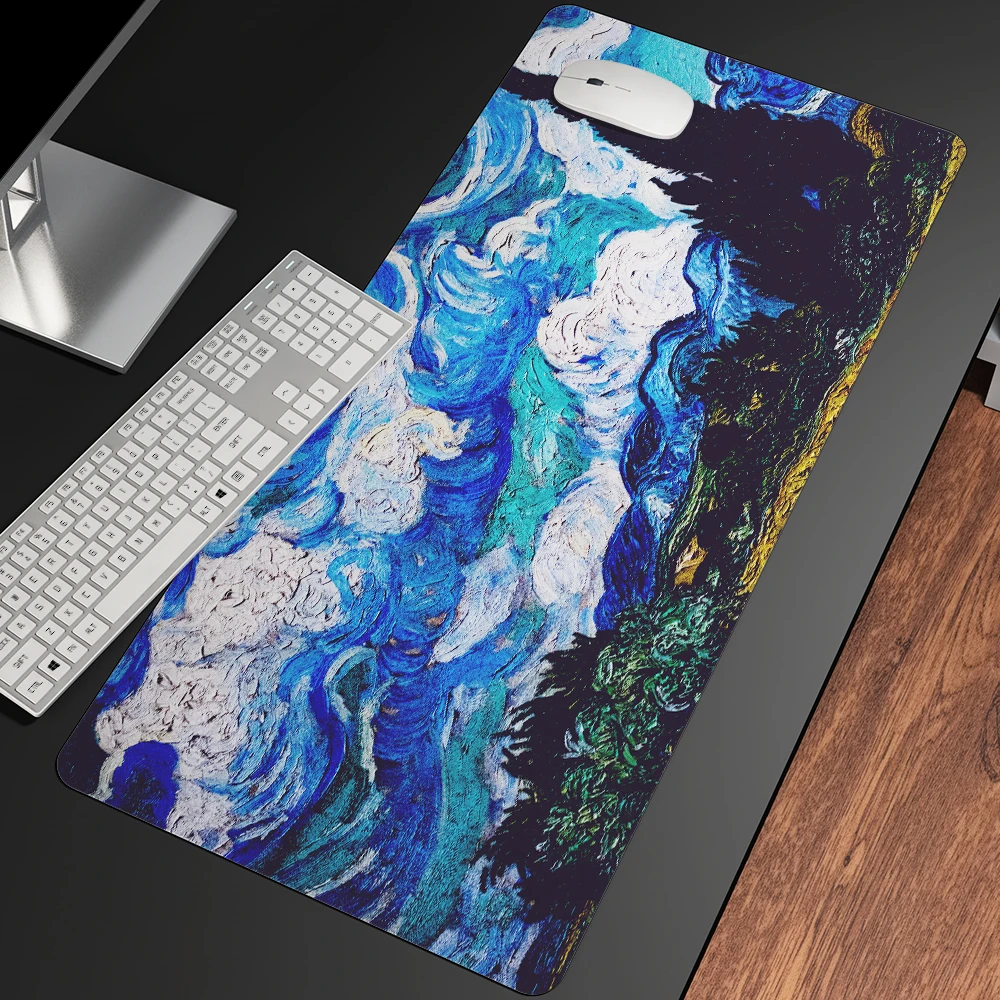 xxl van gogh mouse pad 80x30cm notbook computer mousepad large arting game keyboard mice mat gaming gamer to keyboard laptop mat free global shipping