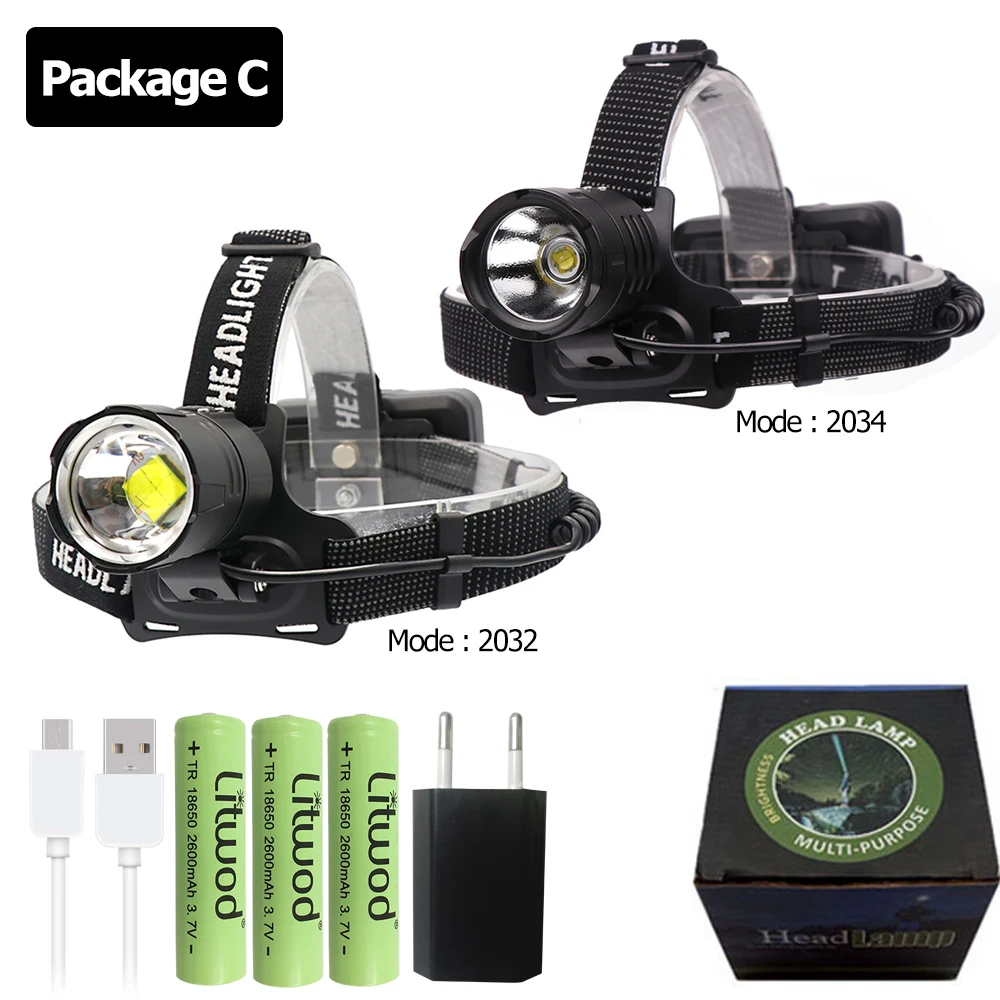 Package C 80000LM 7800mAh power bank Новое поступление CREE Xlamp XHP70.2 яркая светодиодная фара Головной фонарь фонарик - Испускаемый цвет: Package C