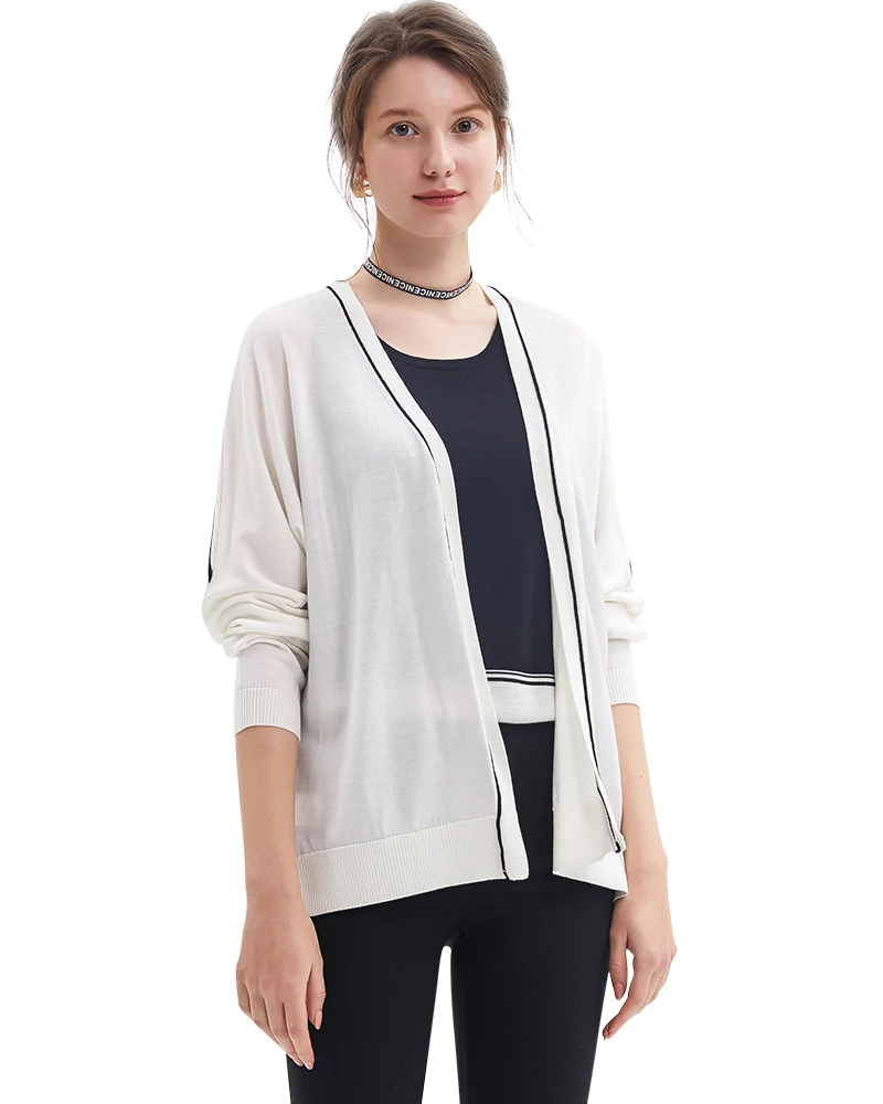 

Zhili Women's Open Front Striped Spring/Fall Cover-up Knit Thin Cardigan