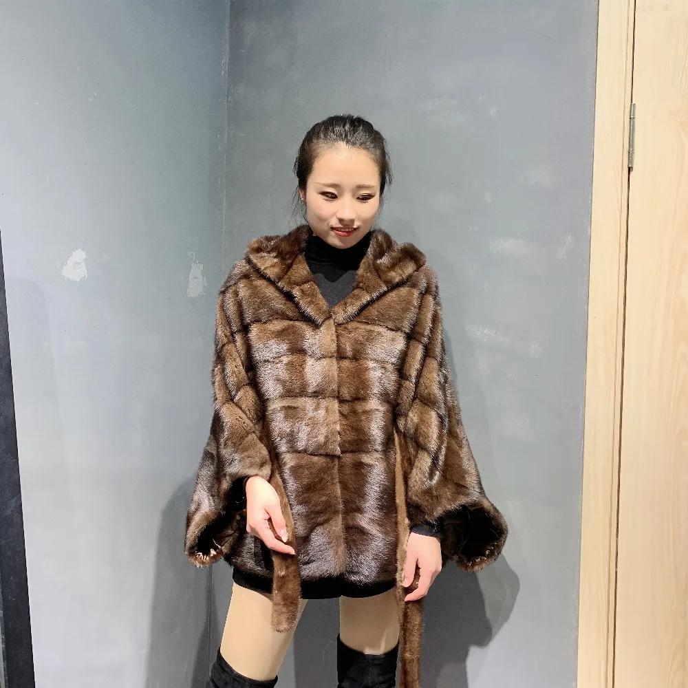 Новое поступление шуба из настоящей норки с капюшоном X-Long Pelt шуба из натурального меха для женщин из натуральной норки шуба зимняя теплая MKW-142