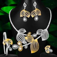 missvikki dubai refined plant earrings necklace bangle open ring jewelry set women bridal weddingjewelry african nigerian indian