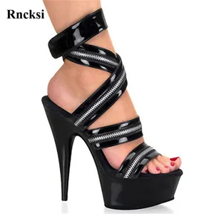 Rncksi Top Grade Fashionable Black 15CM Open Toe High Heel Shoes Platforms Sandals, Wedding Shoes, Sexy Party Heels Sandals