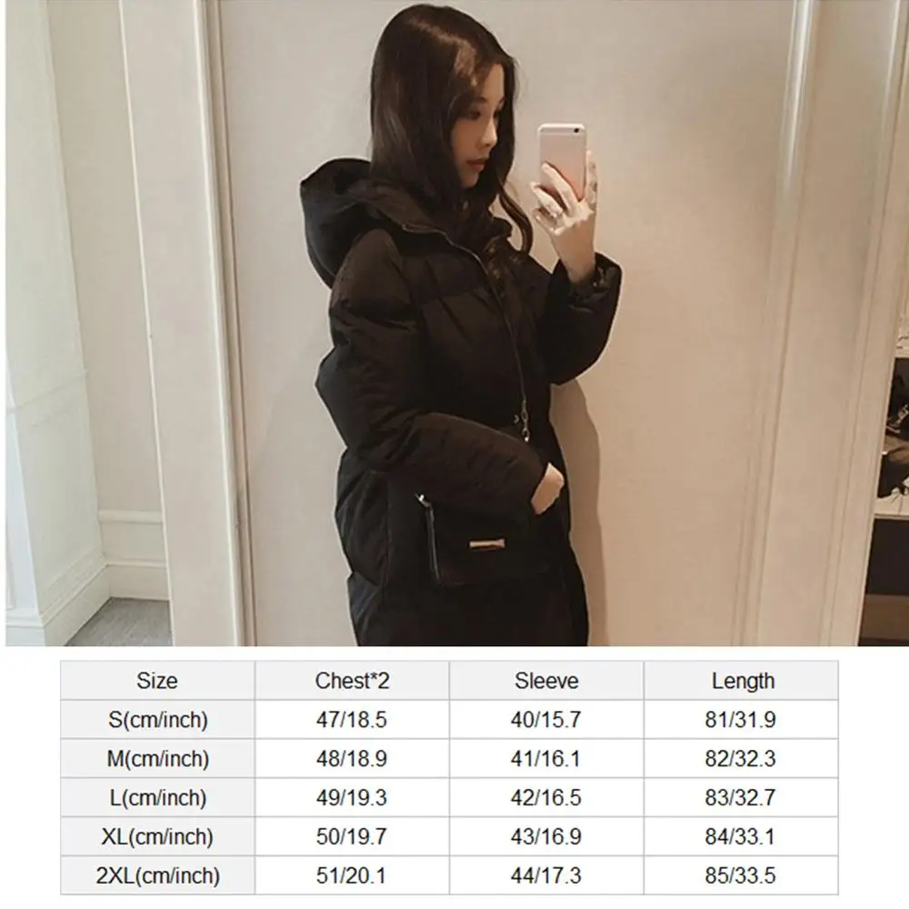Модная женская зимняя длинная пуховая куртка с капюшоном хлопковая Толстая