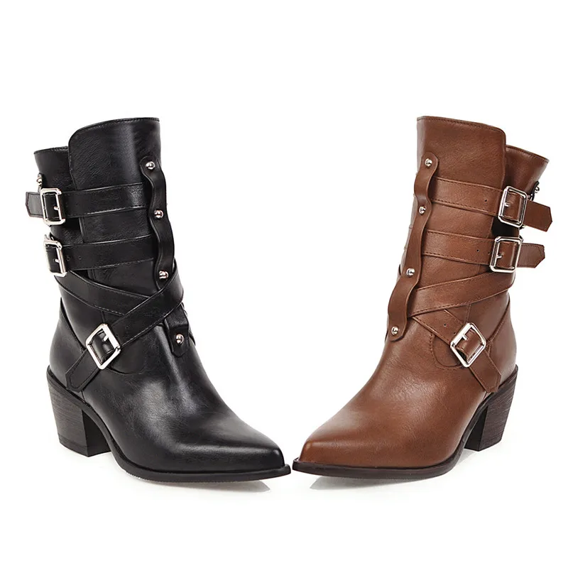 Женские ковбойские ботинки на квадратном каблуке с острым носком | Обувь
