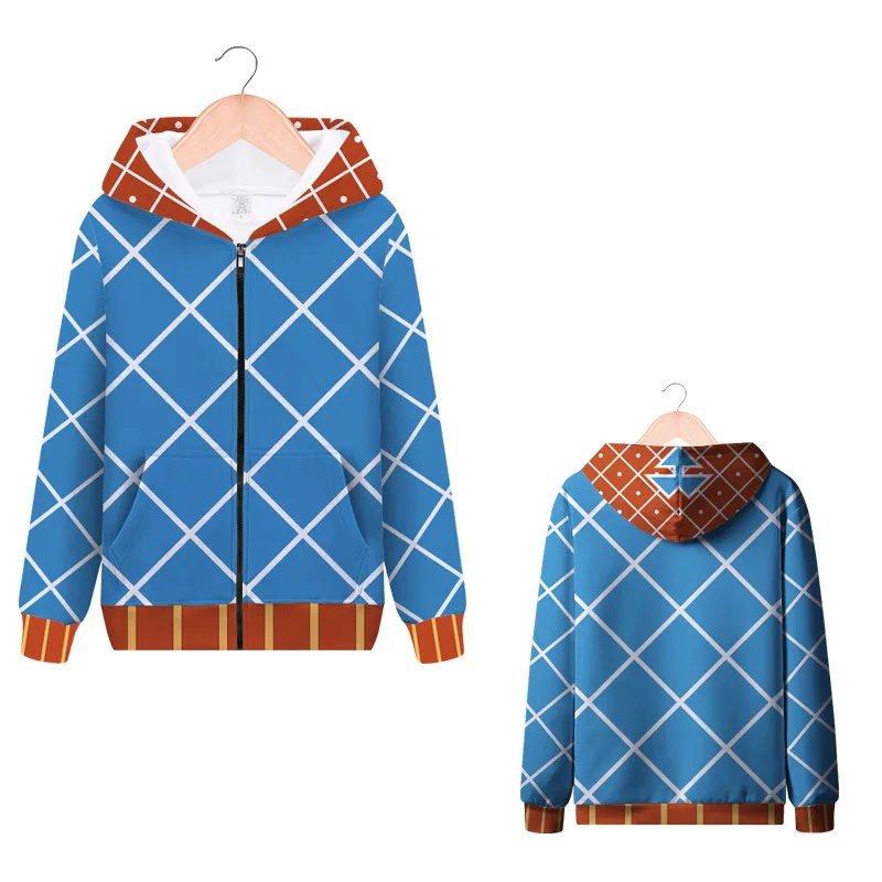 

Толстовка женская с капюшоном, Повседневная Уличная одежда с аниме «Невероятные приключения Джоджо», свитшот на молнии с 3D принтом в стиле ...