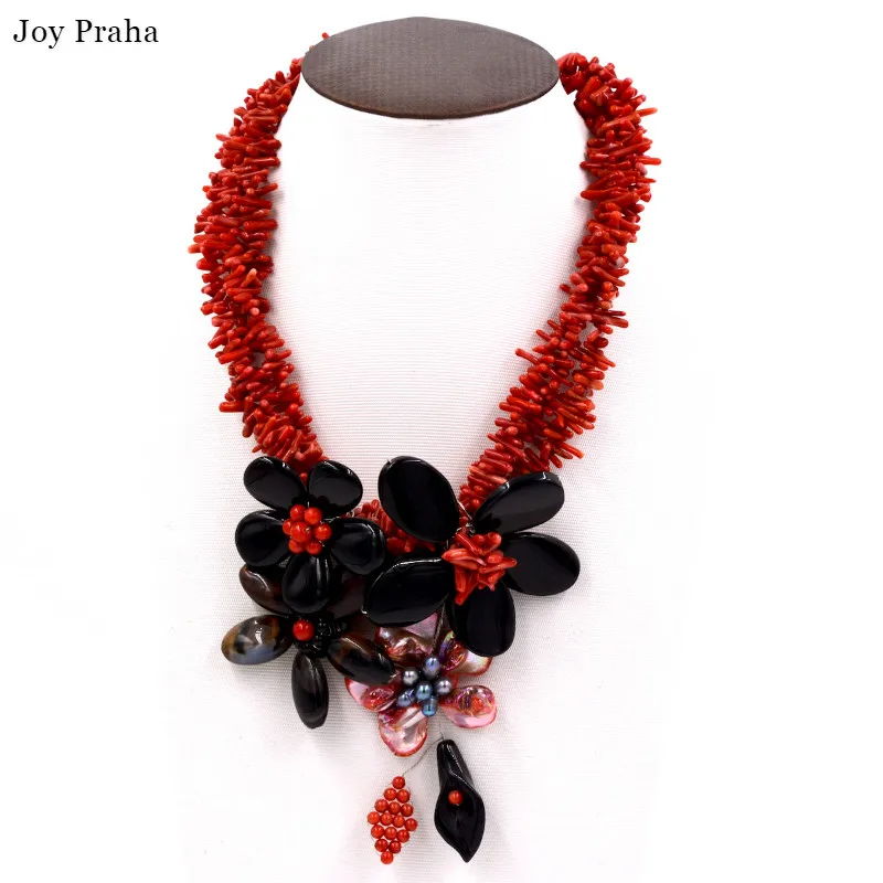 

New black agate flower women necklace / Handmade exclusive design / wholesale dropshipping