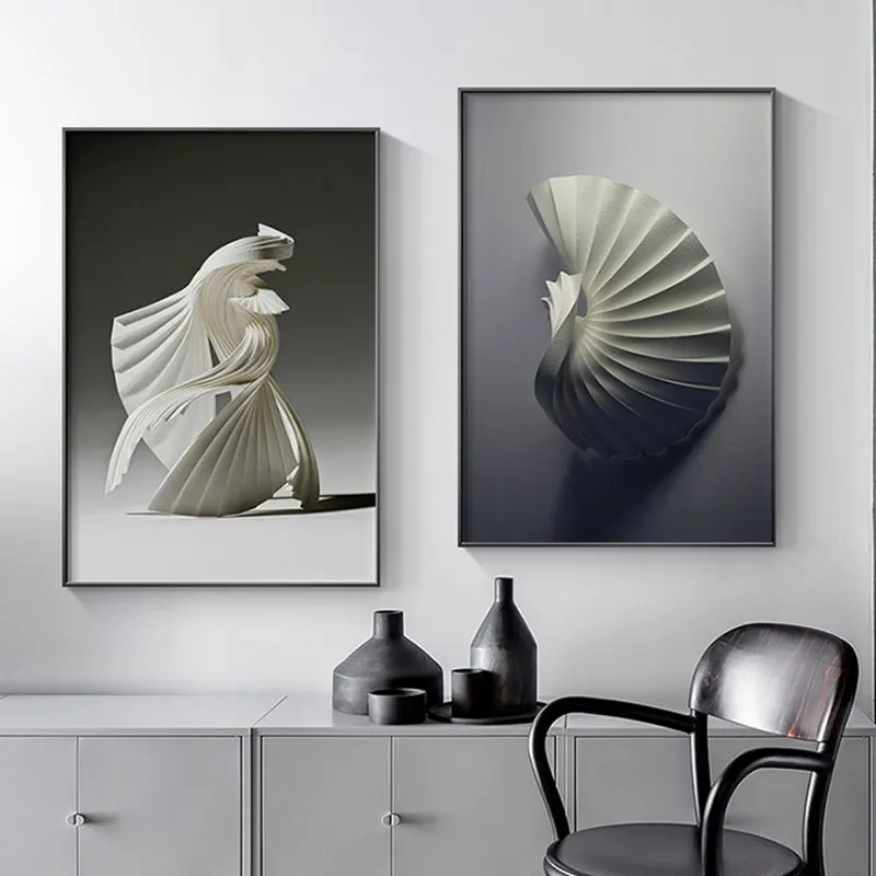 Абстрактная линия холст черно белая стена искусство минимализм печать картина в