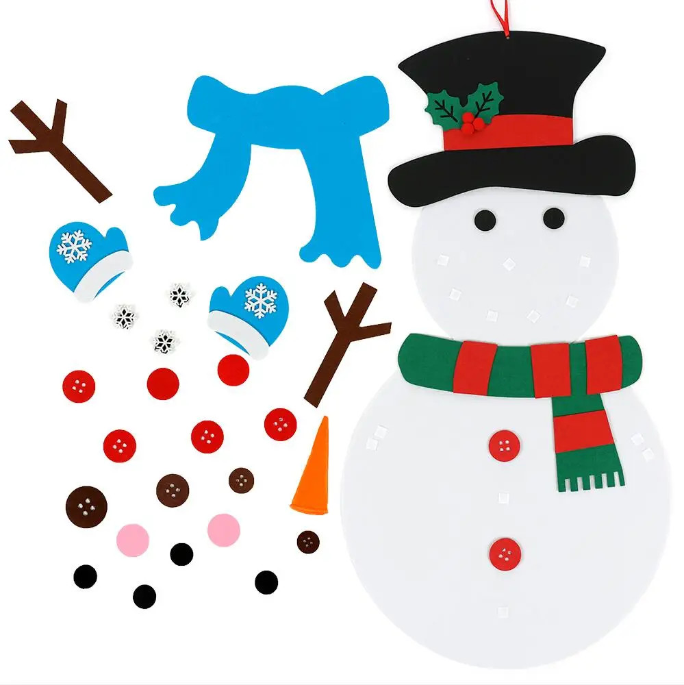 

DIY Felt Christmas Snowman Game Set Detachable Ornament Wall Hanging Decor Gift