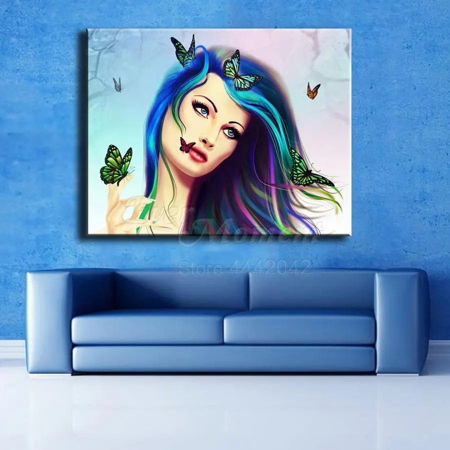 Когда нибудь момент алмазов картина Стразы Радуга волос в виде бабочек полная