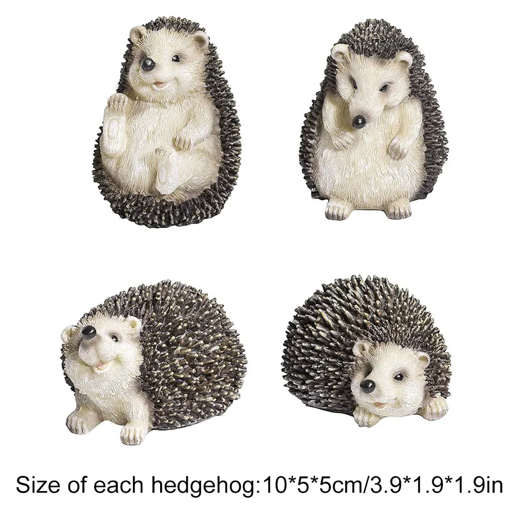 

4PCS 2021 New Super Realistic Cute Hedgehog Statue Garden Animal Resin Figurine Ornament Lawn Landscape Decoration Gift