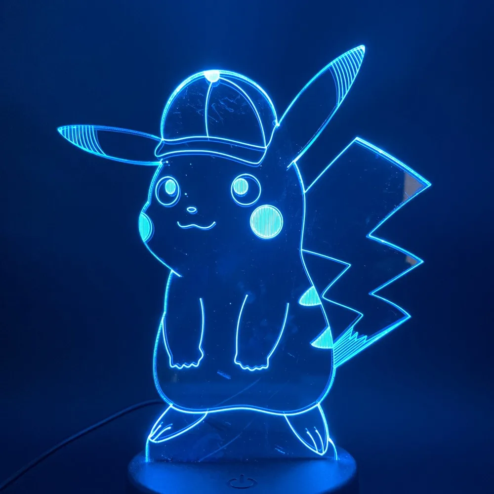Фигурки аниме TAKARA TOMY Покемон 3D светодиодные ночные светильники Пикачу Декор