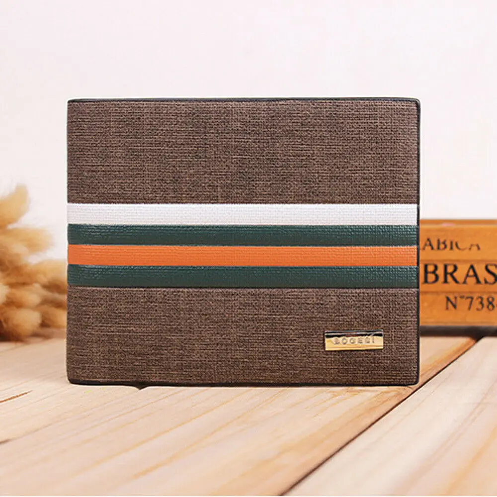 Мужской Двойной кошелек из искусственной кожи для монет держатель карт короткий