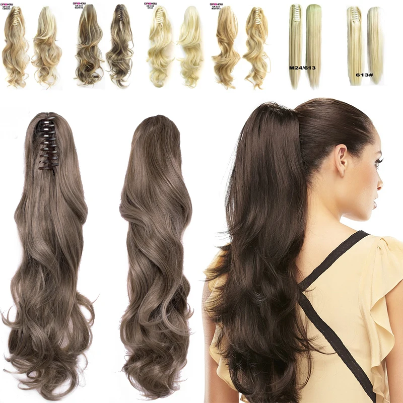 

MERISI HAIR Synthetic hair extension Claw on Ponytail fake ponytail hairpiece for women light brown tail