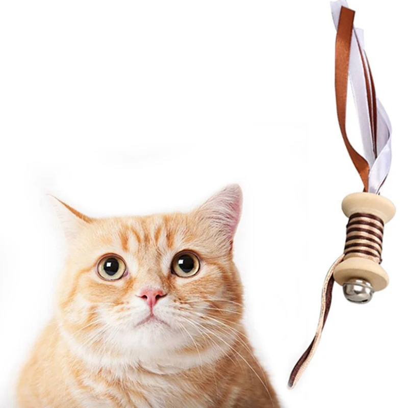 Интерактивная игрушка для питомцев кошек деревянная гантель с разноцветными