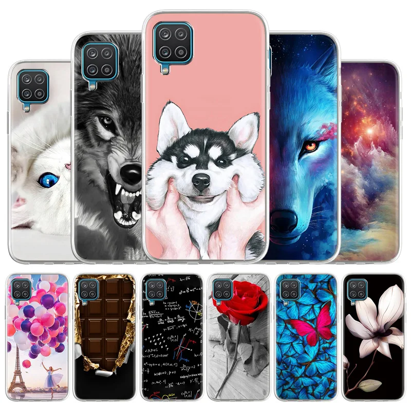 

Silicon Case For Samsung A12 Case For Samsung Galaxy A 12 A12 6.5 inch Flower Animal Painted Shell Fundas Etui Cat Cartoon