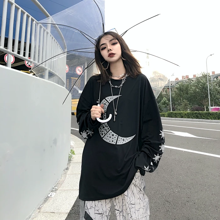 Футболка женская Свободная с длинным рукавом весна-осень 2019 | Женская одежда