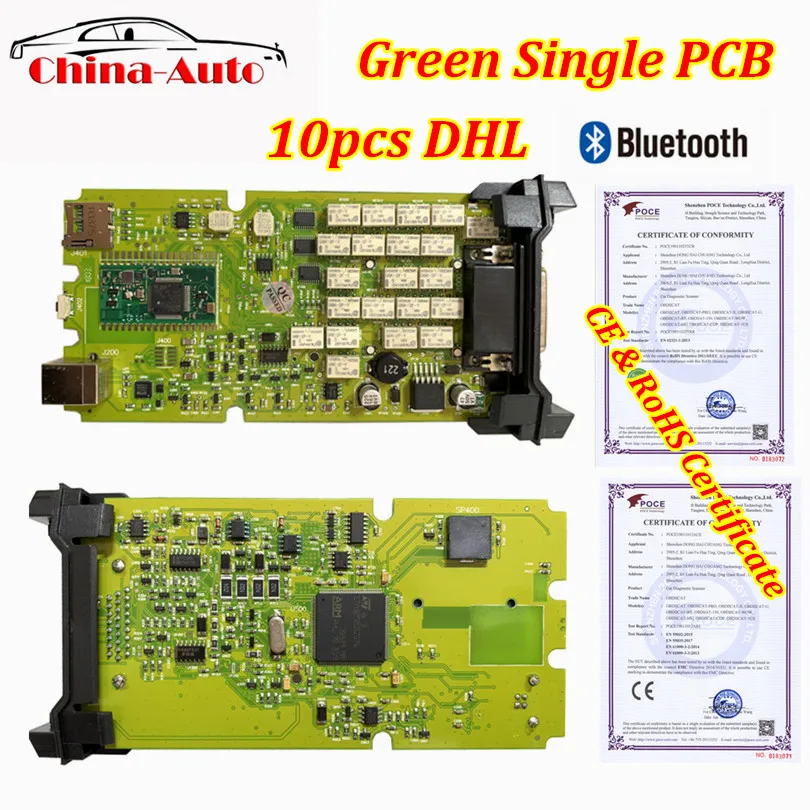 10 шт. OBDIICAT зеленый одноплатный bluetooth TCS новый VCI PRO 2016 00 с Keygen OBD2 автомобили