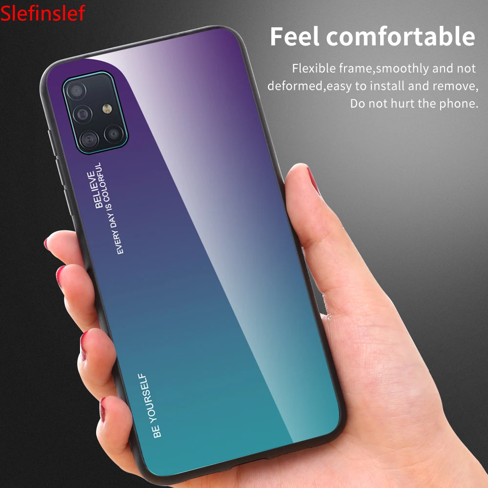 Градиентный чехол из закаленного стекла для Samsung Galaxy A51 A71 на SM A515F A715F A 51 задняя