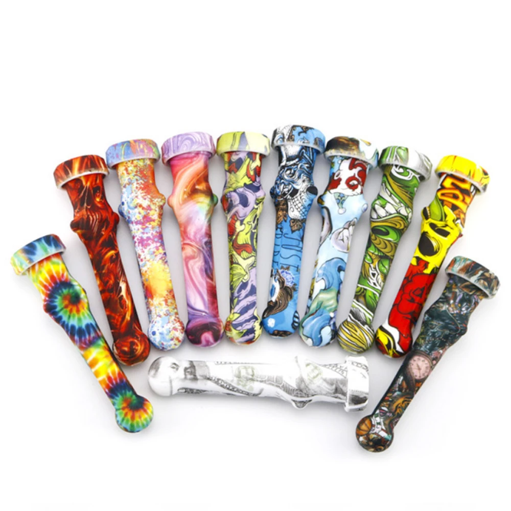 

10pcs/lot Silicone Pipe With 14mm Titanium Nail Tobacco Herb Pipes Cigarette Tubo Smoking Smoke Cigarette Accessories Pipa