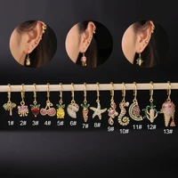 1pc summer new style ear buckle color zircon series metal earrings european and american earrings womens singles