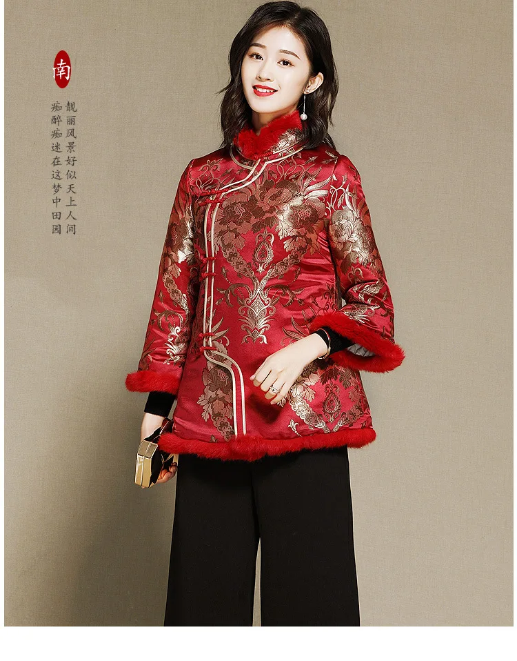 women tang suit Chinese red cheongsam tops vintage traditional embroidery top oriental festival clothing