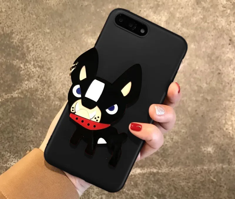 4 colors Cute Dog Case for iphone 6 6s 7 7plus 6plus TPU Bulldog 3D protective shell Acrylic fight pattern skin Pet back cover |