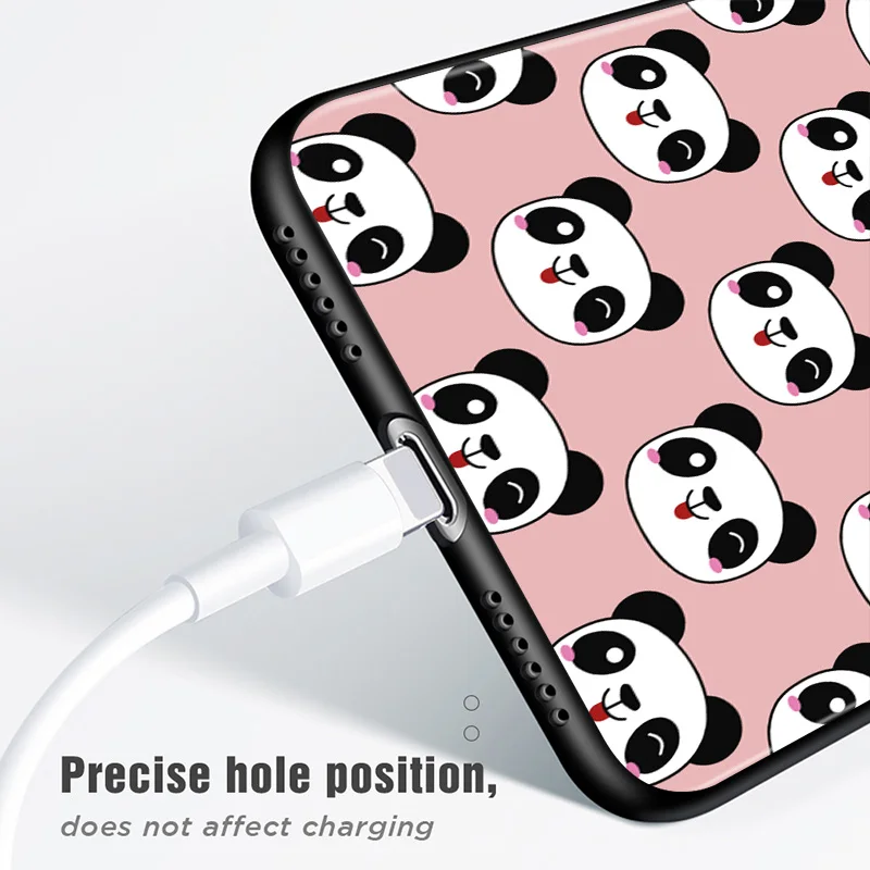 

Cartoon Lovely Panda For Apple iPhone 12 Mini 11 XS Pro Max XR X 8 7 6 6S Plus 5 5S SE 2020 Black Phone Case