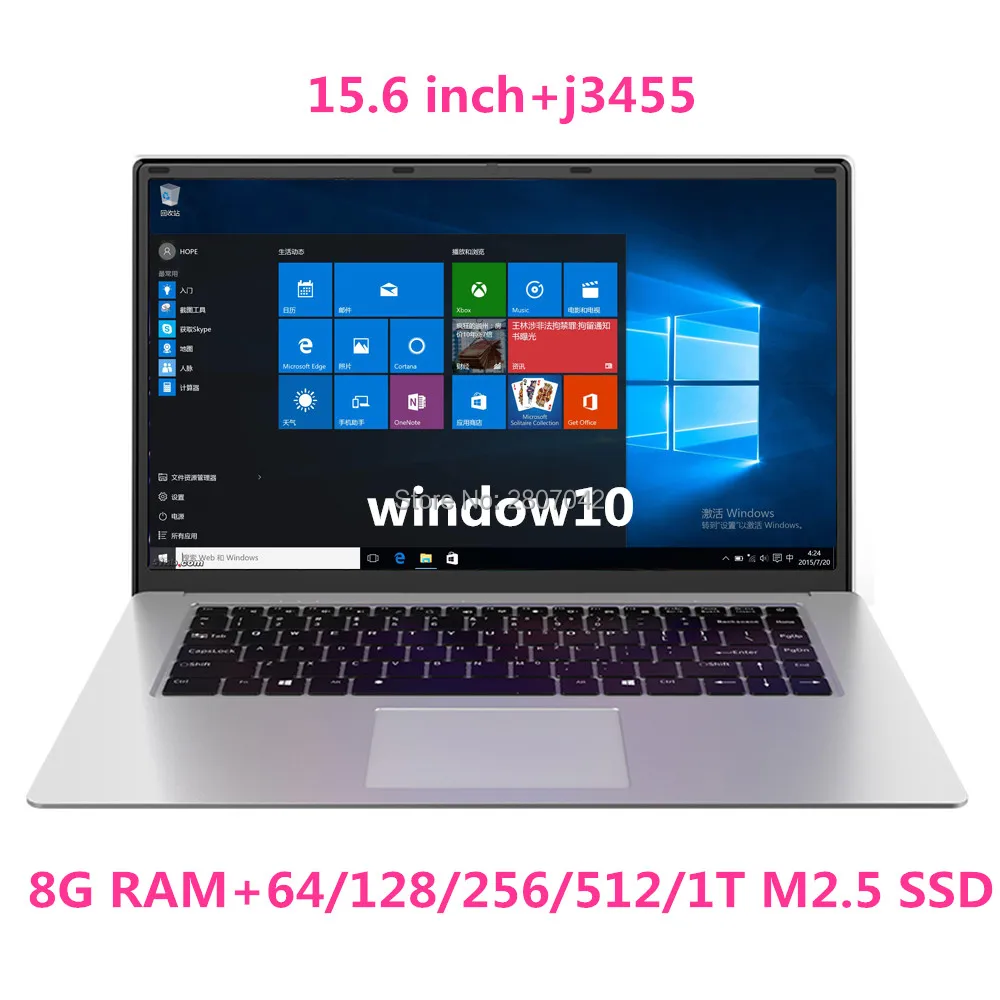 15.6 inch Student Laptop 8GB RAM 64GB 128GB 256GB 512GB 1T SSD Notebook J3455 Quad Core Ultrabook With Webcam Bluetooth WiFi