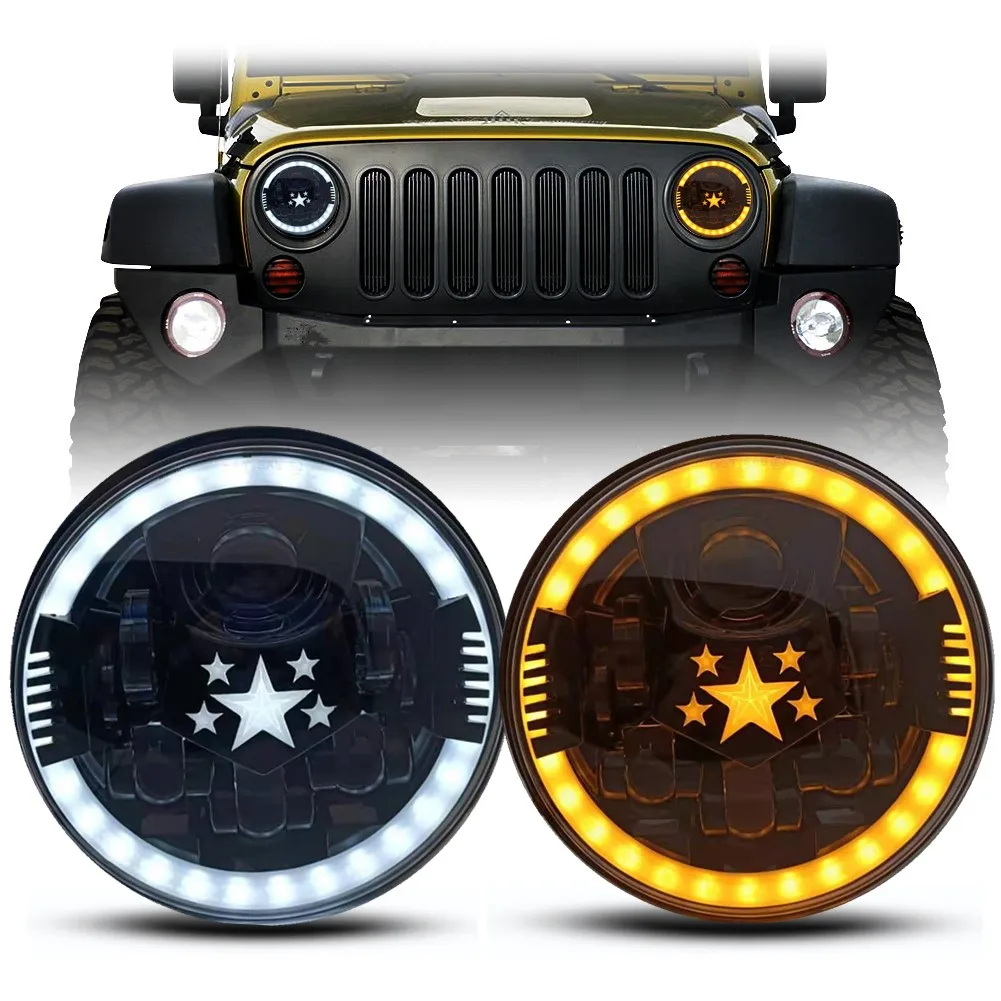 Фара светодиодная 7 дюймов 80 Вт для Lada 4x4 urban Niva с DRL Halo Angel Eyes Jeep Wrangler TJ JK CJ мотоциклы