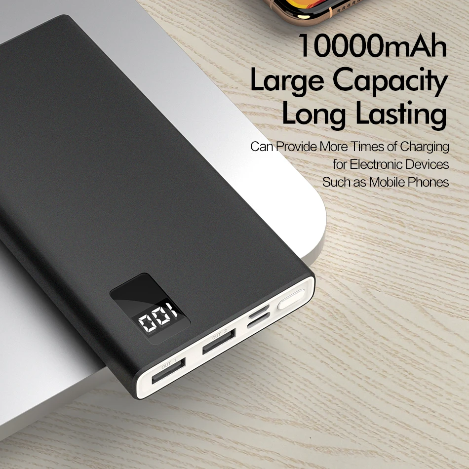 ROCK power Bank 10000 мАч портативный светодиодный дисплей для Xiaomi iPhone 11 внешний