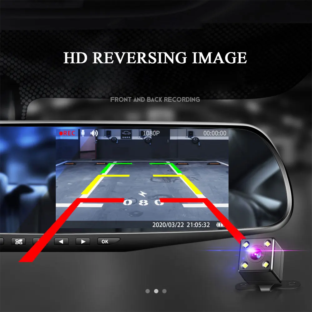 4.3in автомобиля Dvrs видео рекордер Dash Cam Full HD 1080P зеркальная камера Автомобильный