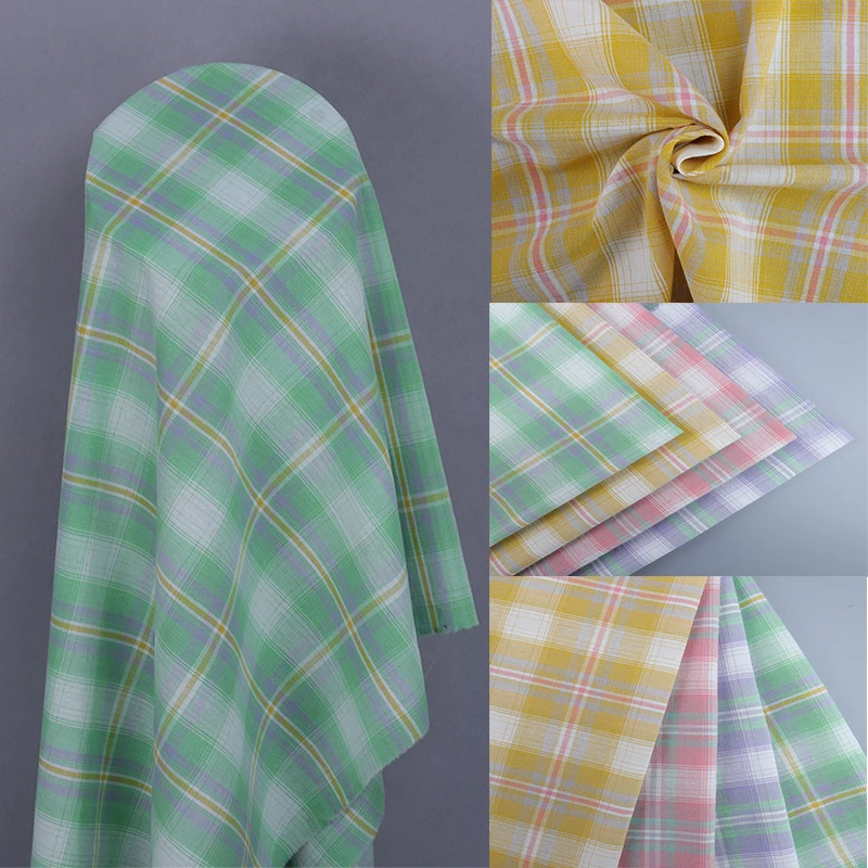 

Fabric beige checkered dress cotton fabric sewing pillow blanket bed sheet doll cloth DIY material