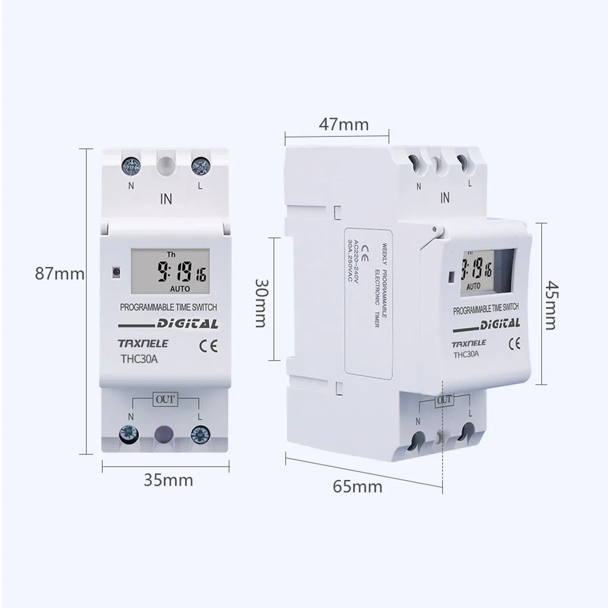 New type Din Rail 2 wire Weekly 7 Days Programmable Digital TIME SWITCH Relay Timer Control AC 220V 230V 12V 24V 48V 16A 30A |