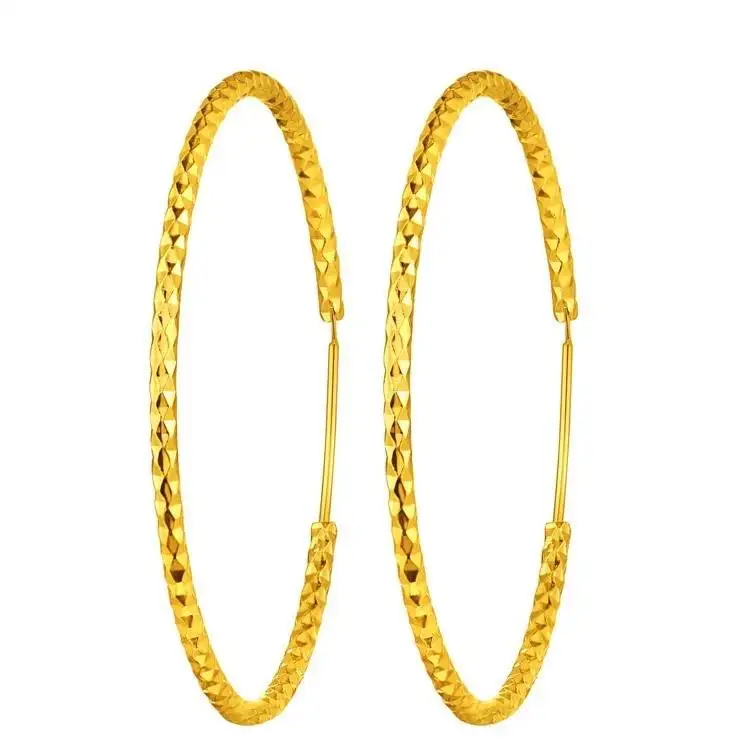 

Shiny Carved Circle Earrings 18K Golor Geometry Hoop Earrings for Women Gift Dia 40mm