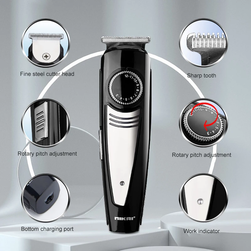 

NIKAI USB Electric Hair Clippers Multifunctional Portable Hair Trimmers Shaver Barber T-type Hair Cutting Machine Scissors QBMY