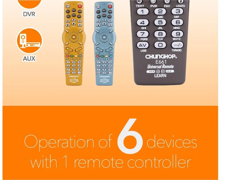 1 шт Акция! CHUNGHOP обучающий пульт дистанционного управления для ТВ CBL DVD AUX SAT AUD e661