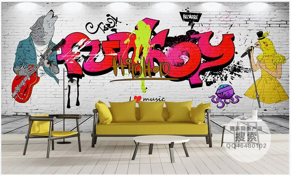 Пользовательские фотообои на стену 3d обои рок граффити Цвет кирпичная стена