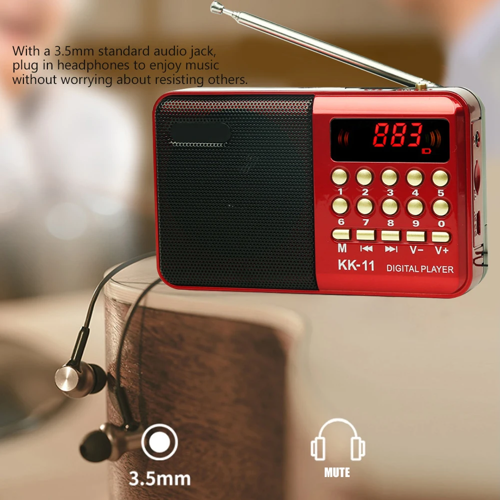Mini Portable Radio Handheld Digital FM USB TF MP3 Player Speaker Rechargeable Telescopic Antenna Pockets Receiver | Электроника