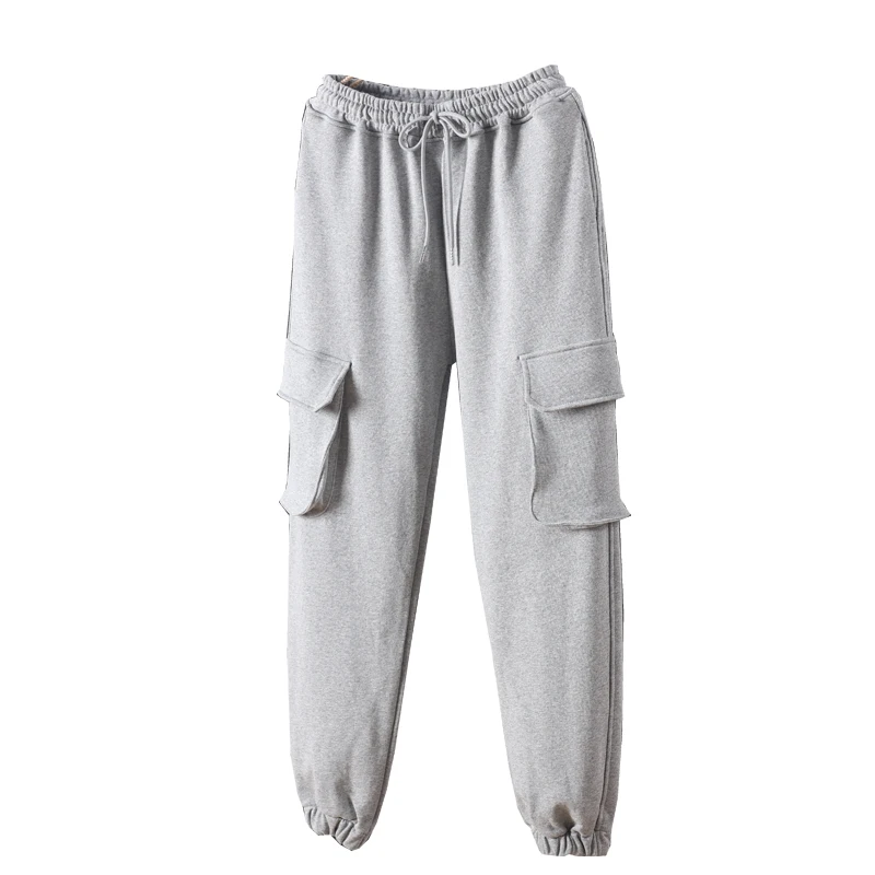 

Souxu autumn and winter new loose and thin corset pants for women's high waist work clothes elastic waist cotton pure color