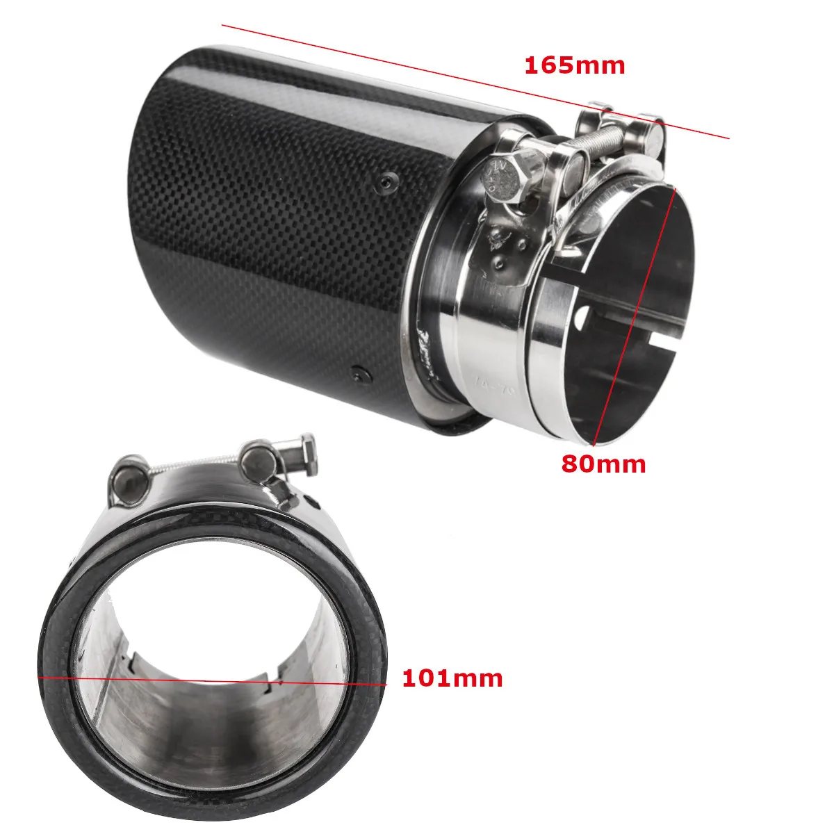 Hot Sale Universal 80mm-In 101mm-Out Glossy Black Carbon Fiber Car Exhaust Tail Rear Tip Pipe Muffler | Автомобили и мотоциклы