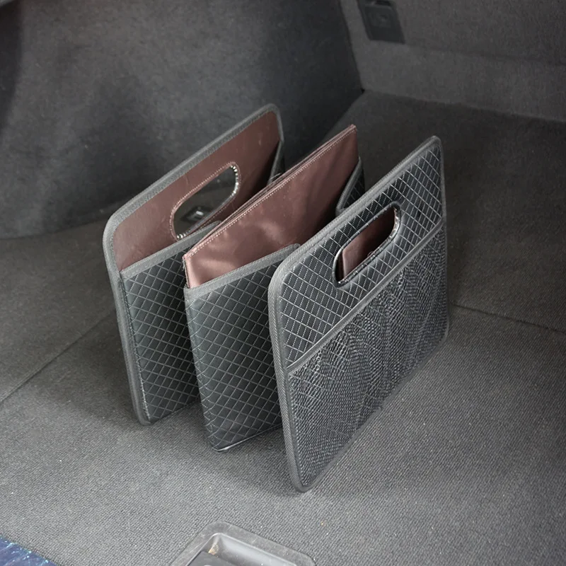 Дешево Ящик для хранения в багажник автомобиля сумка-Органайзер Складная из искусственной кожи авто Прочная Складная сумка для хранения грузов уб...