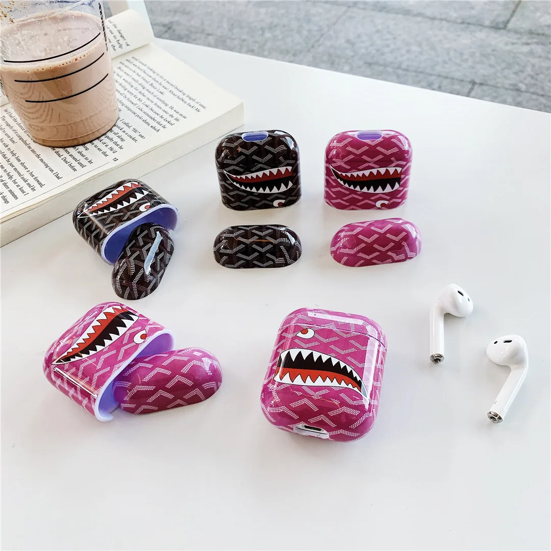 Модный бренд, большой рот, Акула, Роскошный Жесткий Чехол для Apple Airpods 1/2, противоударный беспроводной Bluetooth защитный чехол для наушников