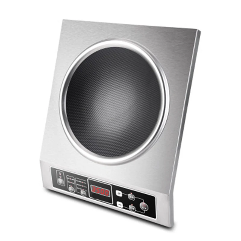 

Коммерческая электромагнитная плита мощностью 3500 Вт, электромагнитная плита из нержавеющей стали, вогнутая электромагнитная плита